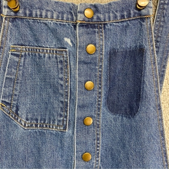 Life in Progress Snap Button Front Disstressed Overalls Sz S - Picture 4 of 13